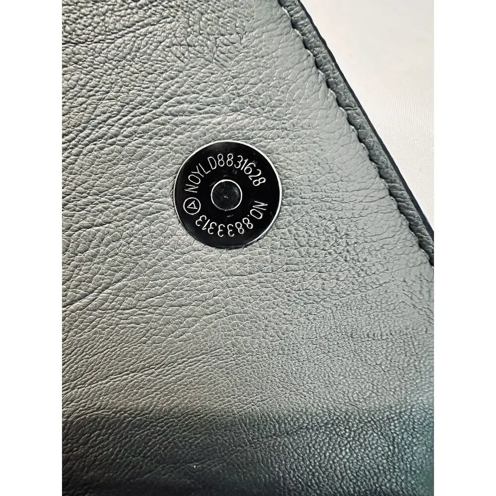 Authentic Xuan Dong Designer Gray Leather Asymmetrical Envelope Clutch Wallet